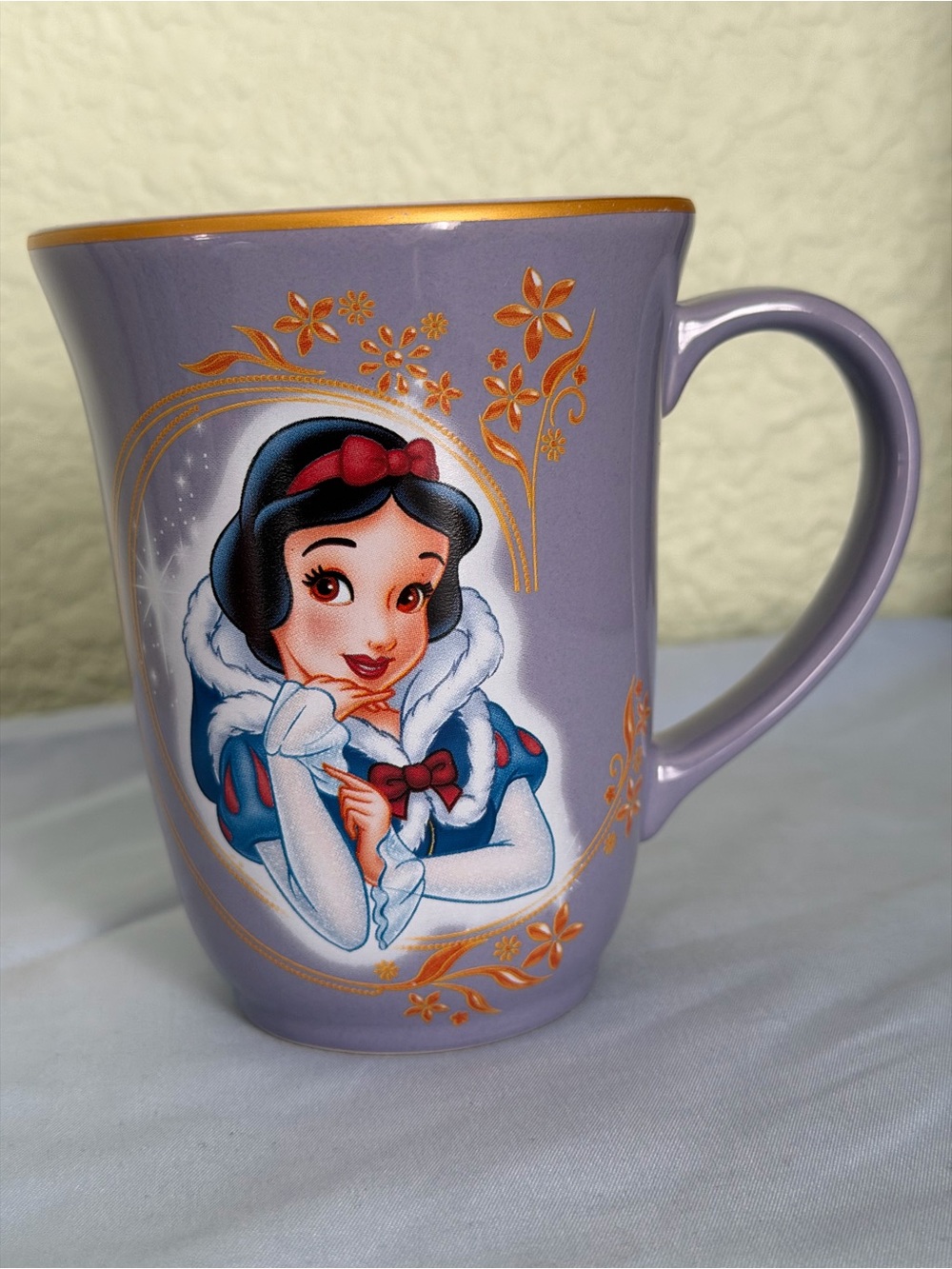 Disney Lavender Snow White Ceramic Mug with Gold Accents